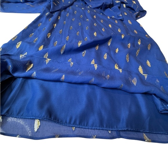 Lilly Pulitzer Shalynn Silk Caftan 
Navy Gold semi-sheer scarf sleeves Size 2 - Picture 13 of 14